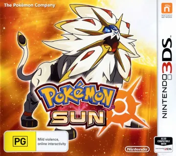 Pokemon Sun (USA) (En,Ja,Fr,De,Es,It,Zh,Ko) box cover front